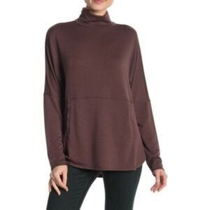 Olivia Sky Brown Kangaroo Hi Lo Turtleneck top